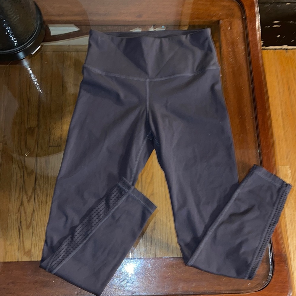 Mono B High Waist Gray Leggings with Perforated leg panel.